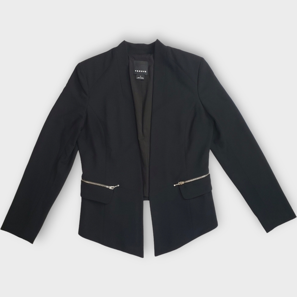 Trouve Black Collarless Cropped Back Blazer - Picture 8 of 12